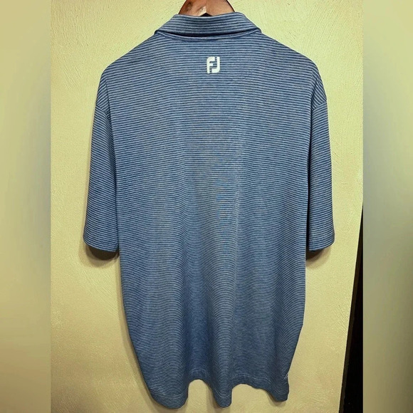 FOOTJOY Lisle Blue & White Micro Striped Mens Golf Polo Shirt Stretchy size XL - Picture 2 of 9